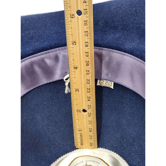 Borsalino Vintage Hat 22 1/2 Blue Felt Made In Italy Women Rare main image 9